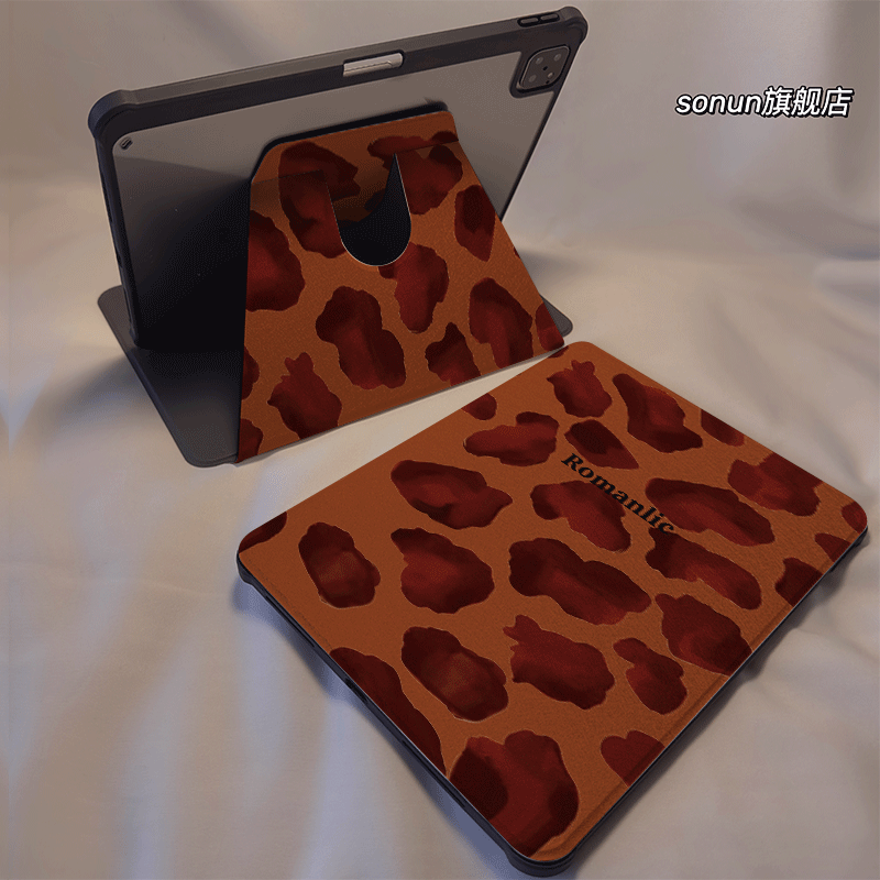 倚琪 棕色豹纹2025新款小米平板8保护壳适用11英寸红米pad7带笔槽旋转电脑pro6透明卡通12.4寸7Spro硅胶套