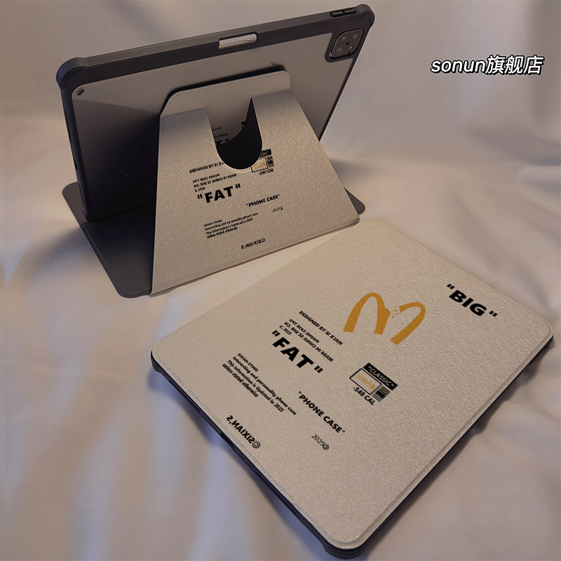 倚琪 字母M记2025新款iPad10/9保护壳适用苹果air5/4/3透明8旋转10.2卡通Pro12.9/13亚克力mini7平板硅胶套6