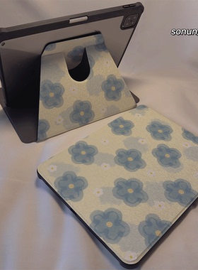 倚琪 蓝色小花2025新款小米平板8保护壳适用11英寸红米pad7带笔槽旋转电脑pro6透明卡通12.4寸7Spro硅胶套