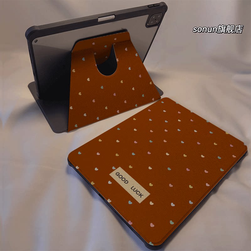 倚琪 幸运爱心2025新款小米平板8保护壳适用11英寸红米pad7带笔槽旋转电脑pro6透明卡通12.4寸7Spro硅胶套