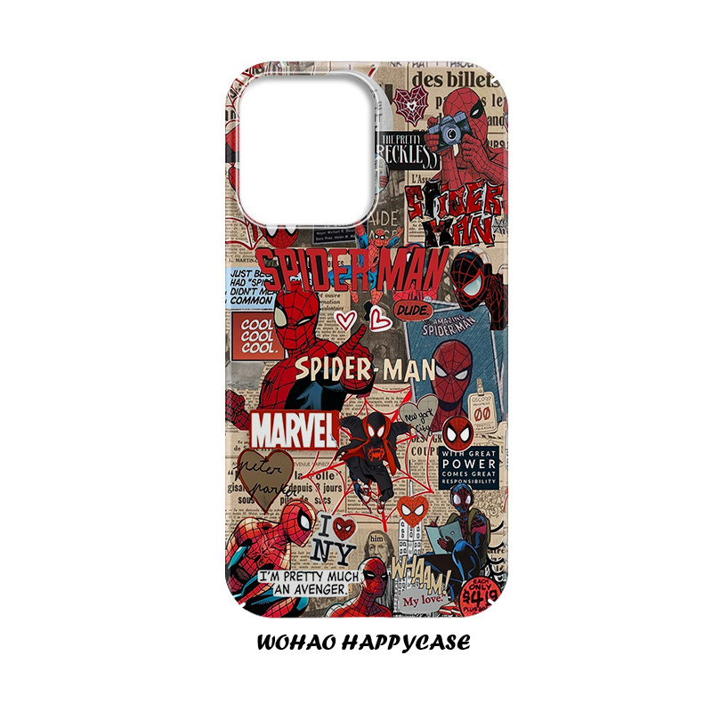 动漫漫威蜘蛛侠适用于苹果15手机壳14pro个性创意iPhone