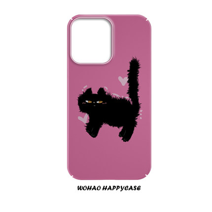 小众菲林可爱黑猫适用于苹果14promax手机壳12高级感小米10s简约高级16包华为nova14简约不撞壳reno复古7Plus