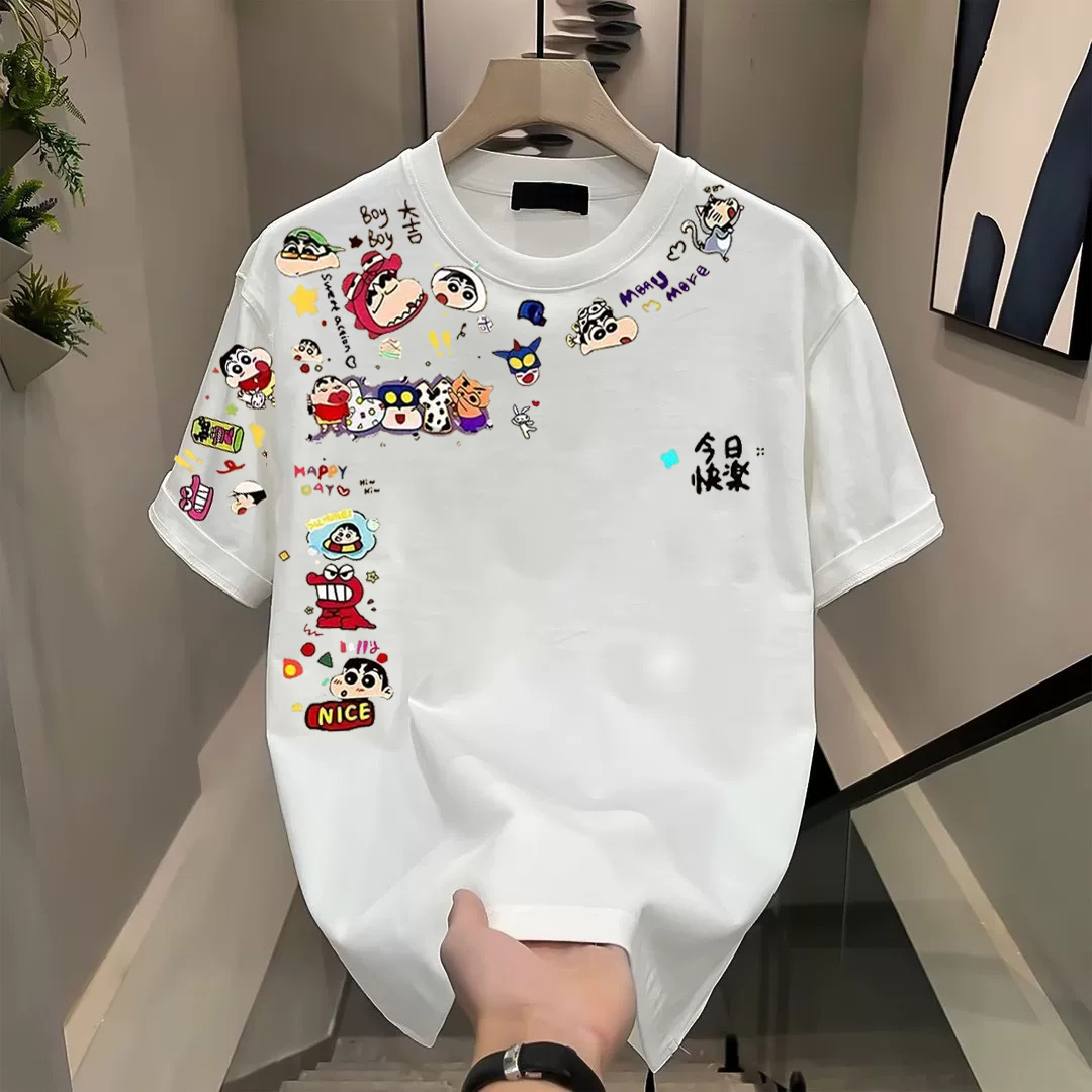 美式夏季宽松休闲潮流男女款高街重磅纯棉短袖T恤男女同款百搭H