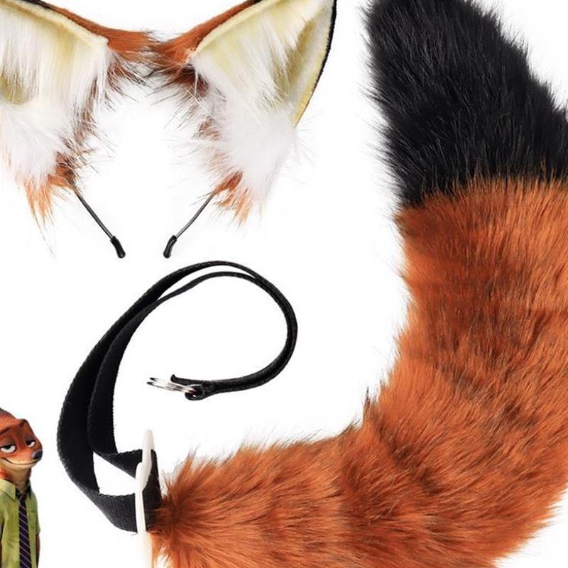 兽装全套疯狂动物城尼克狐狸套装耳朵发箍真狐狸尾巴cos漫展道具