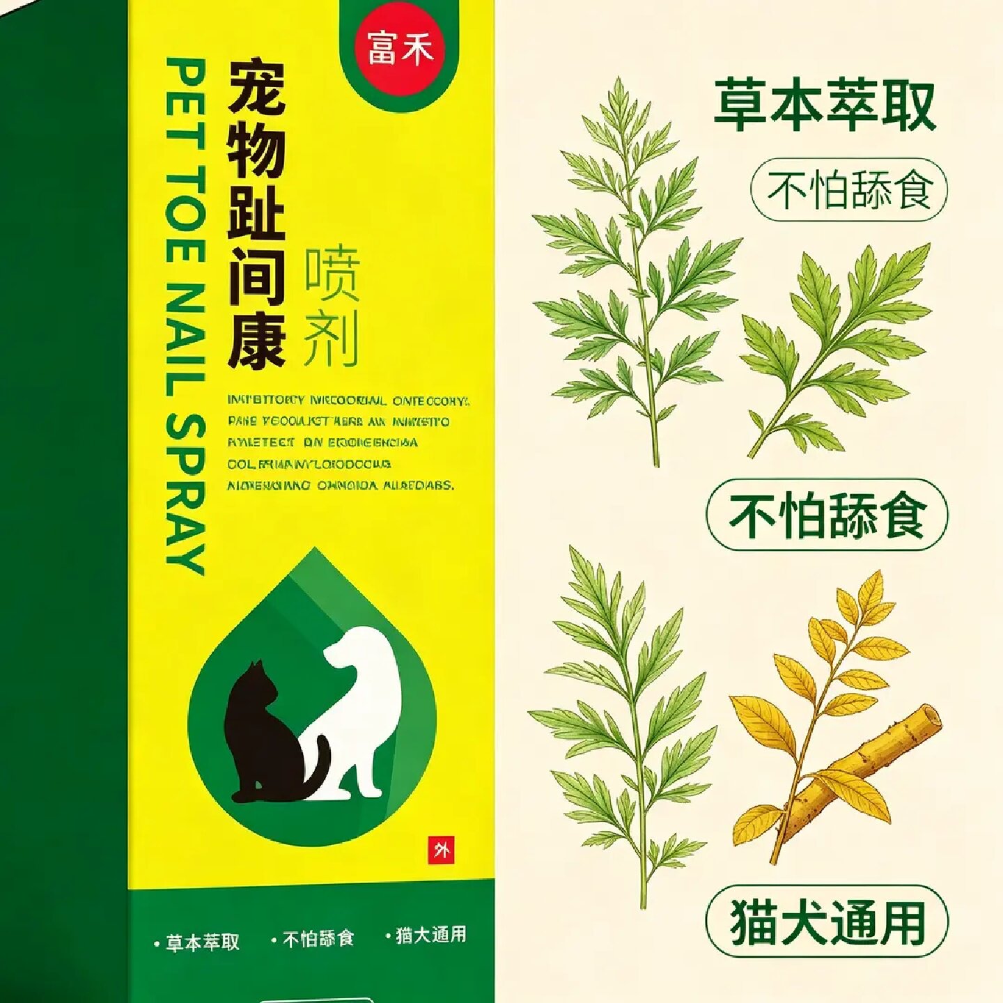 富禾宠物趾间康喷剂狗狗脚臭猫咪烂脚除菌止痒草本萃取外用清洗