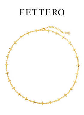 fettero铜合金金色十字架项链