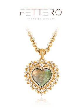 fettero 铜合金项链 【金色黑色放射点钻爱心项链】气质轻奢镶嵌