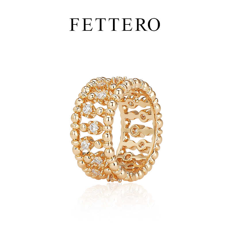 fettero 铜合金戒指 【金色珠子星钻戒指】气质时尚百搭欧美简约