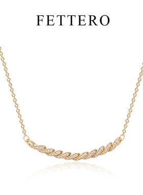 fettero 铜合金项链 原创设计金色麻绳微镶微笑项链【Lin林】