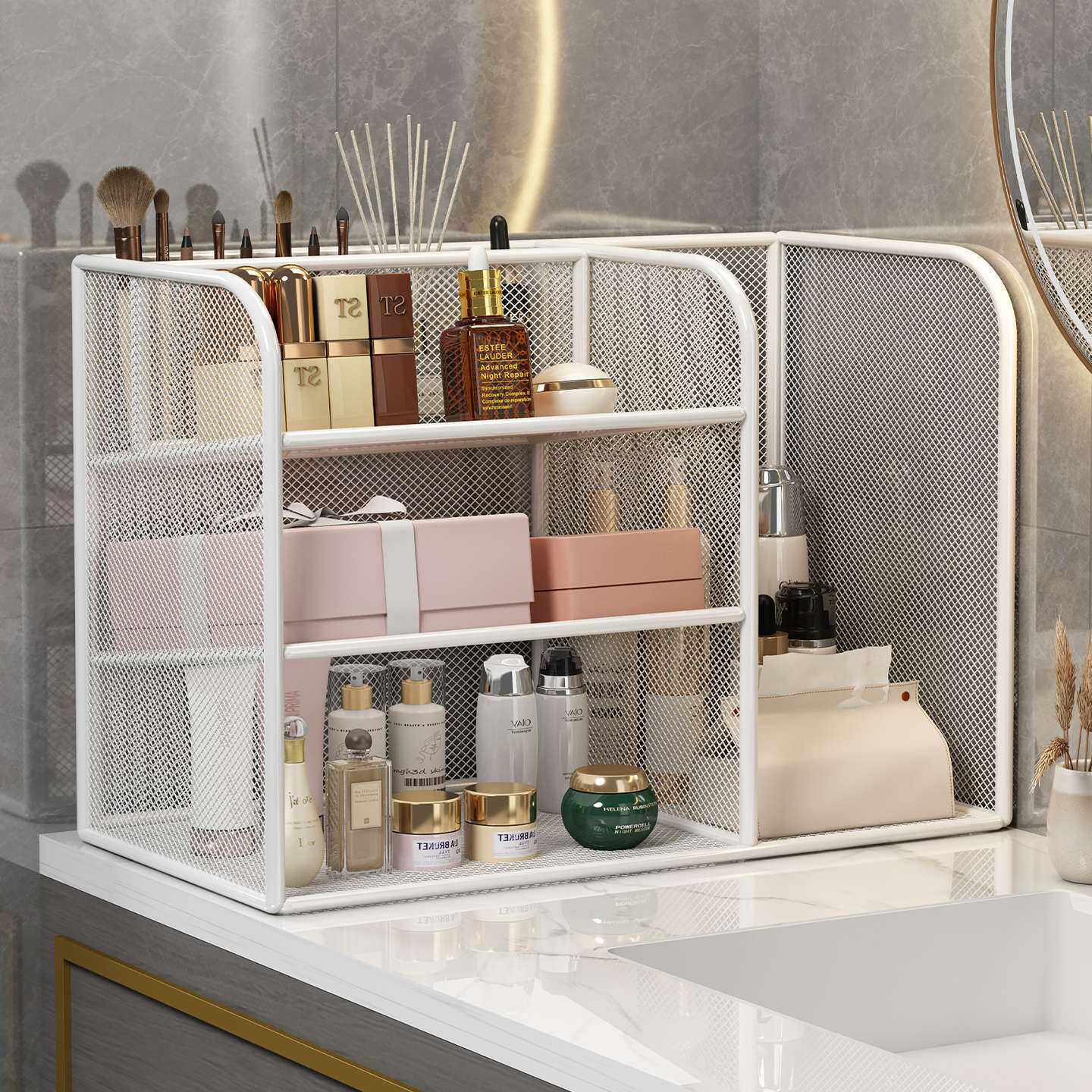 卫生间置物架洗手台浴室洗漱台面化妆品洗脸池收纳架多层护肤品架