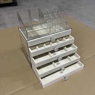 高档首饰盒项链戒指耳钉耳环收纳盒家用口红眉笔护肤品分类整理盒