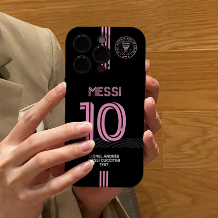 Messi Miami Jersey Black Suitable for Apple 17 Pro Max Phone Case Tpu Soft Case iPhone 14 High-End Feel 13 Pro Male 12 Female 16 New Model Xr Protective Case XS Max Film Case Personalized