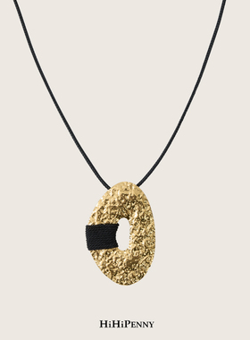 HiHipenny/肌理毛衣链手工绳编织金色肌理吊坠极简艺术