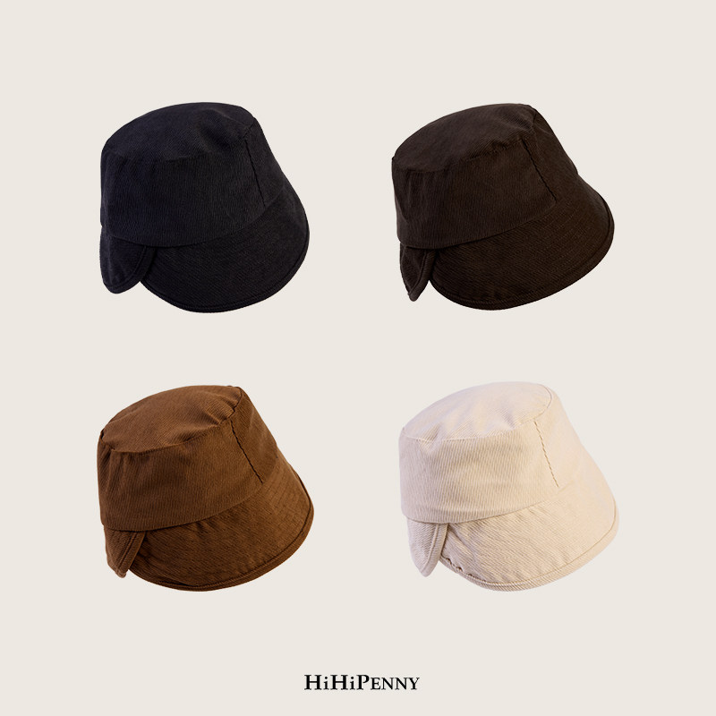 HiHipenny/灯芯绒后开叉渔夫帽复古百搭遮阳休闲帽子