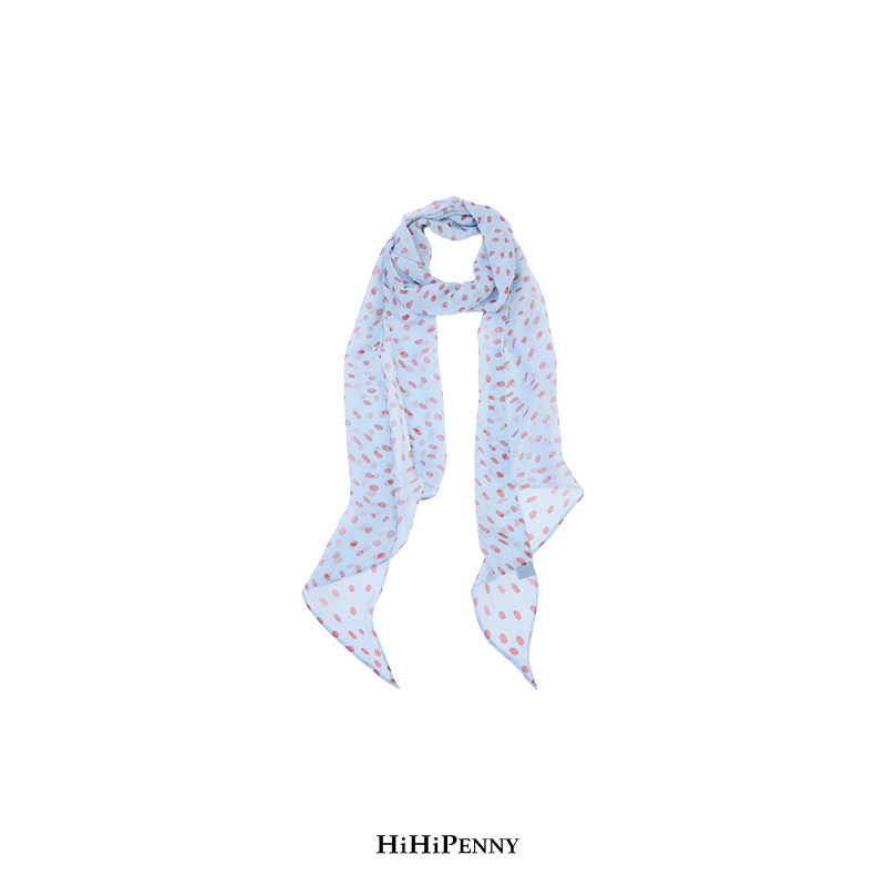 HiHipenny “南法假日”复古波点乔其纱真丝长丝巾