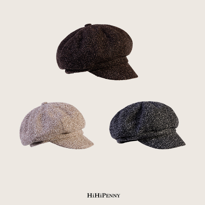 HiHipenny/羊毛大八角帽复古百搭遮阳休闲帽子