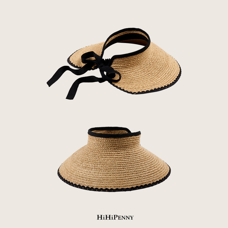 HiHipenny/天然优质进口拉菲草空顶草帽简约度假