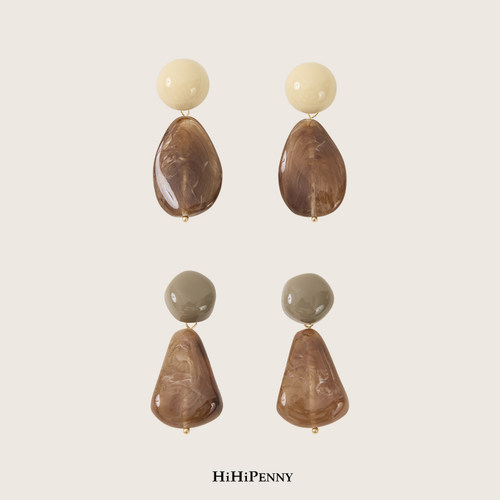 HiHipenny/双色拼接醋酸耳环轻盈透亮优雅复古气质
