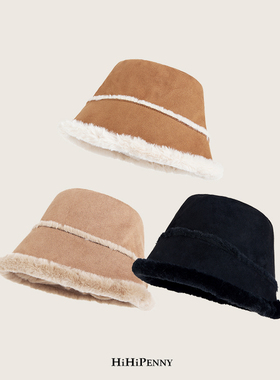 【张琪JIEJI专属】HiHipenny/复古麂皮保暖加厚渔夫帽双面盆帽
