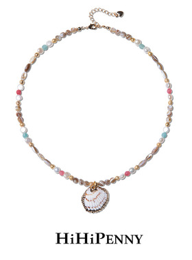 Hihipenny/sicily系列梦幻海洋天然牛津贝壳吊坠项链彩色玉石珍珠