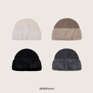 HiHipenny/“温暖的光环” 兔绒混纺拼接针织帽复古包头帽