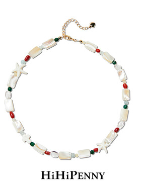 Hihipenny/sicily系列海滩礁梦贝壳天然石海星项链夏季彩色手链女