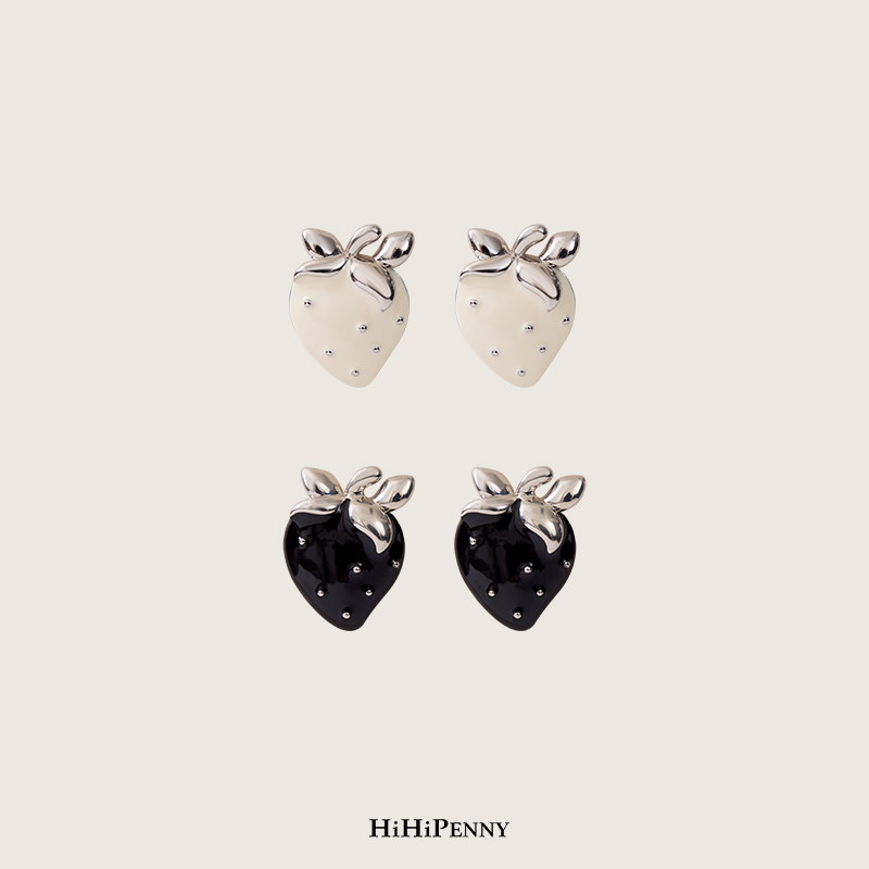 HiHipenny/草莓物语滴釉耳钉女甜酷小众耳环