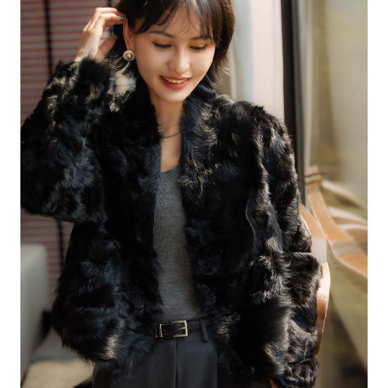 皮毛一体正反两可穿中长款