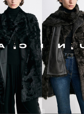 新款简约秋冬极简百搭高级感外套0压感超轻小湖羊皮毛一体外套女