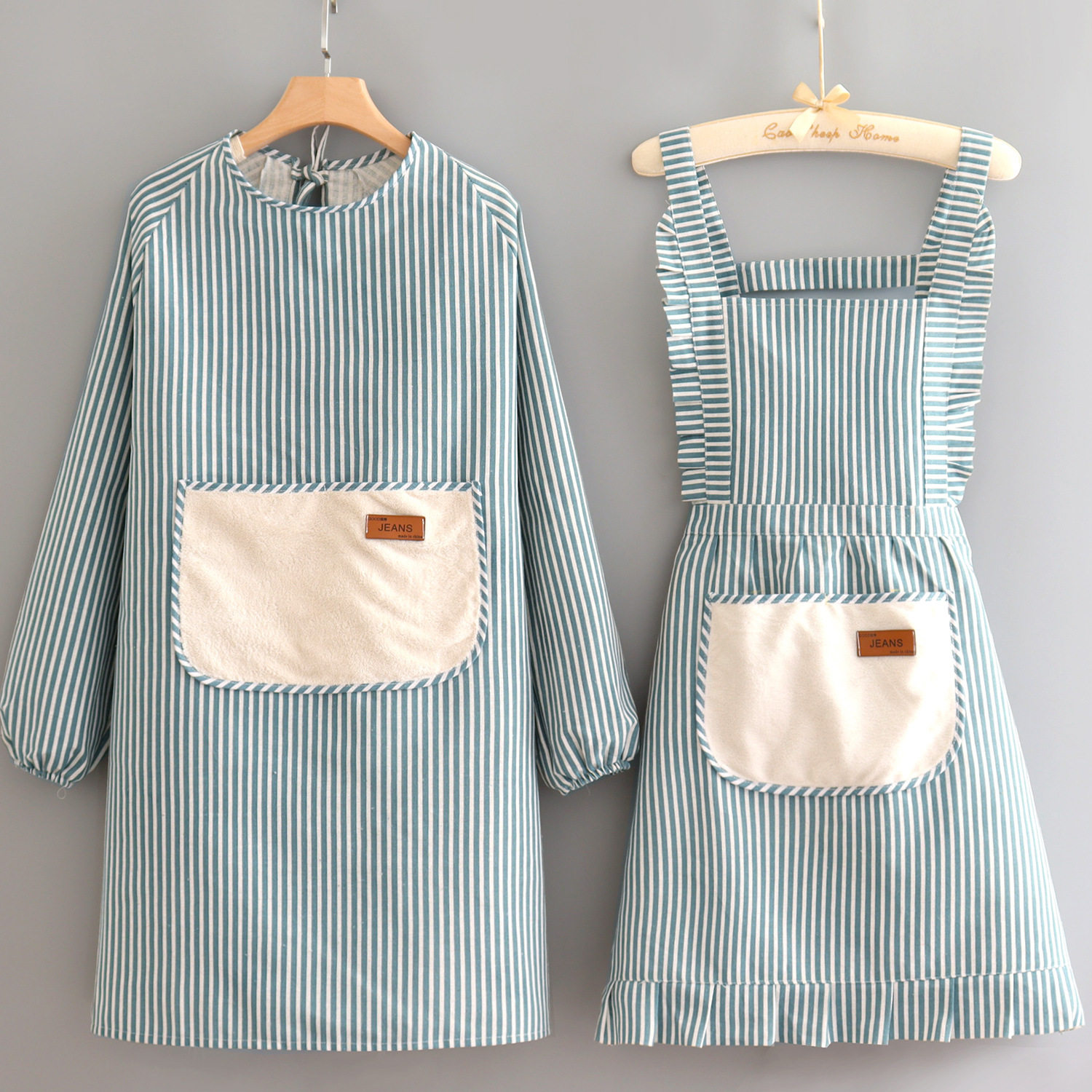 可爱帆布长袖女厨房做饭围裙简约工作服上班罩衣防污耐磨透气家用,橡塑材料及制品,一次性塑料制品,淘宝优惠券,粉丝福利购,淘宝优惠卷