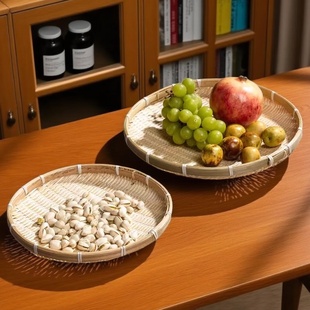 手工竹编竹篮果盘糕点茶点东南亚收纳篮沥水篮簸箕田园风果篮筛子