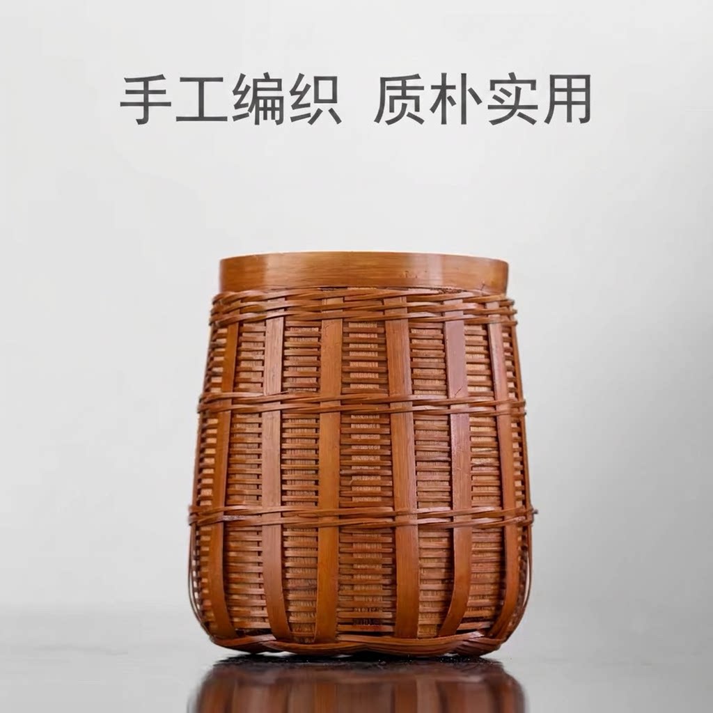 竹编手工复古筷勺叉收纳筒图片