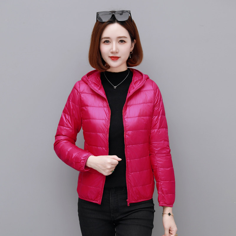 2023新款女修身显瘦羽绒服 保暖连帽白鸭绒女士时尚韩版外套