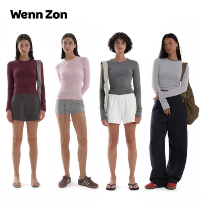 Wenn Zon糯滑牛奶丝长袖打底衫高密超柔亲肤弹力修身显瘦基础百搭