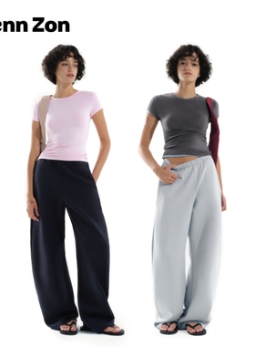 Wenn Zon夏季基础修身显瘦圆领上衣正肩短袖T恤 休闲叠穿亲肤糯感