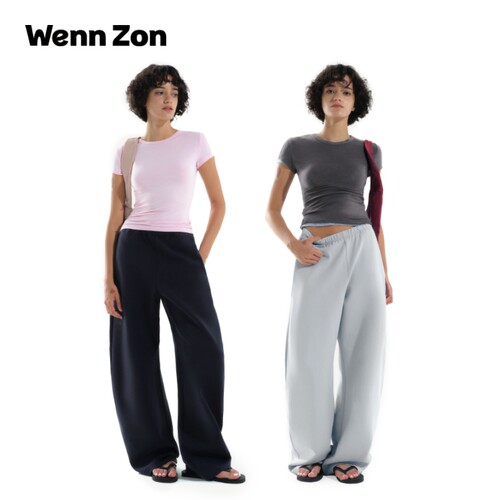 Wenn Zon夏季基础修身显瘦圆领上衣正肩短袖T恤 休闲叠穿亲肤糯感