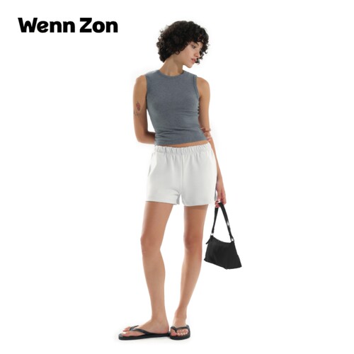 Wenn Zon纯棉空气棉工字背心 短款正肩圆领遮副乳弹力显瘦无袖