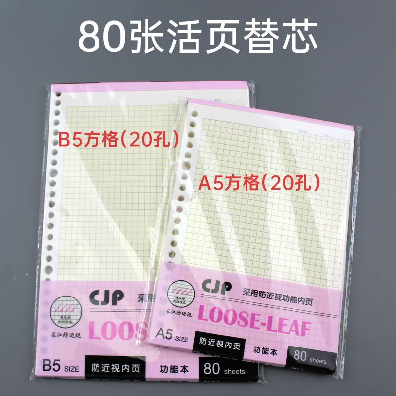 B5方格A4笔记本空白20孔活页替芯