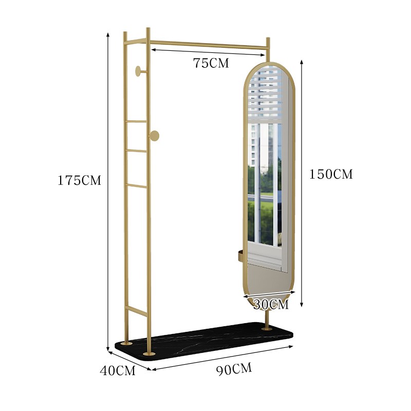 北欧大理石落地旋转穿衣镜衣帽架一体轻奢现代简约家用卧室全身镜