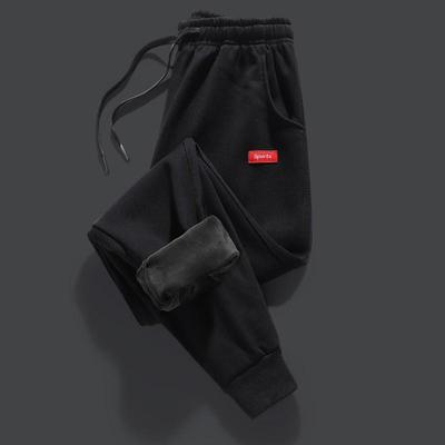 秋冬季加绒加厚保暖御寒卫裤子男士休闲长裤带绒外穿束脚运动棉裤