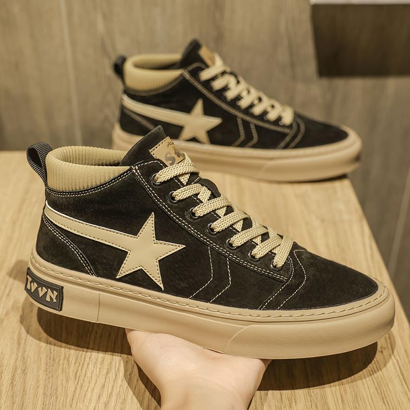 潮牌设计感男鞋2025春季新款高帮休闲鞋百搭时尚增高运动软底板鞋