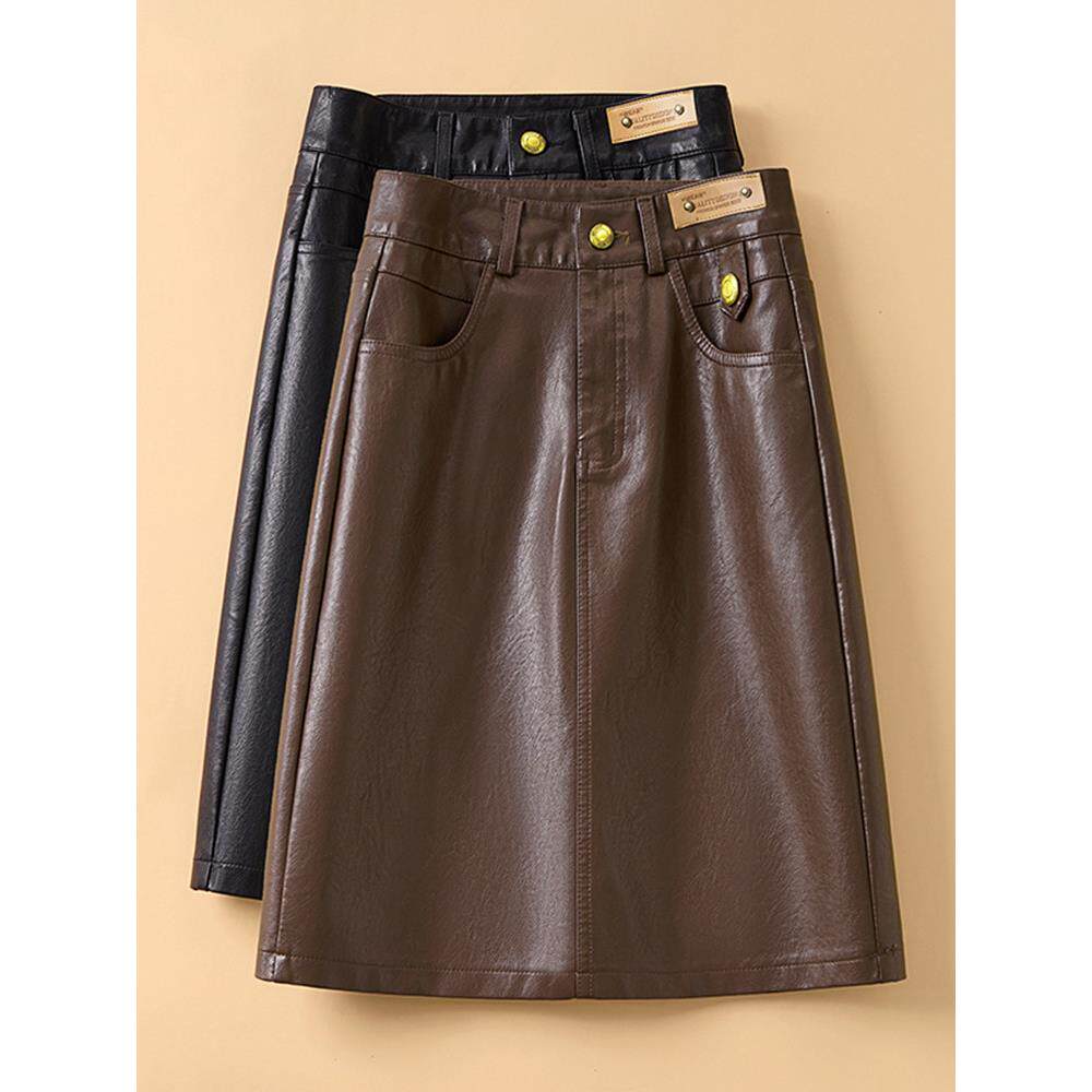 皮裙半身裙女春季2025新款秋冬高腰显瘦中长款小皮裙a字包臀裙子