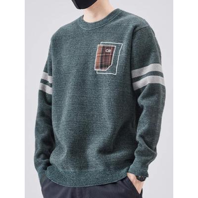 潮牌男士毛衣秋冬季圆领青年针织打底衫加绒加厚保暖雪尼尔上衣潮