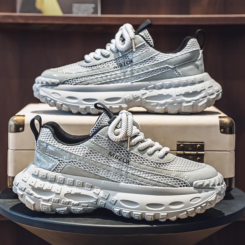 潮牌夏季新款网面透气休闲跑步运动鞋高级感个性轮胎底百搭老爹鞋