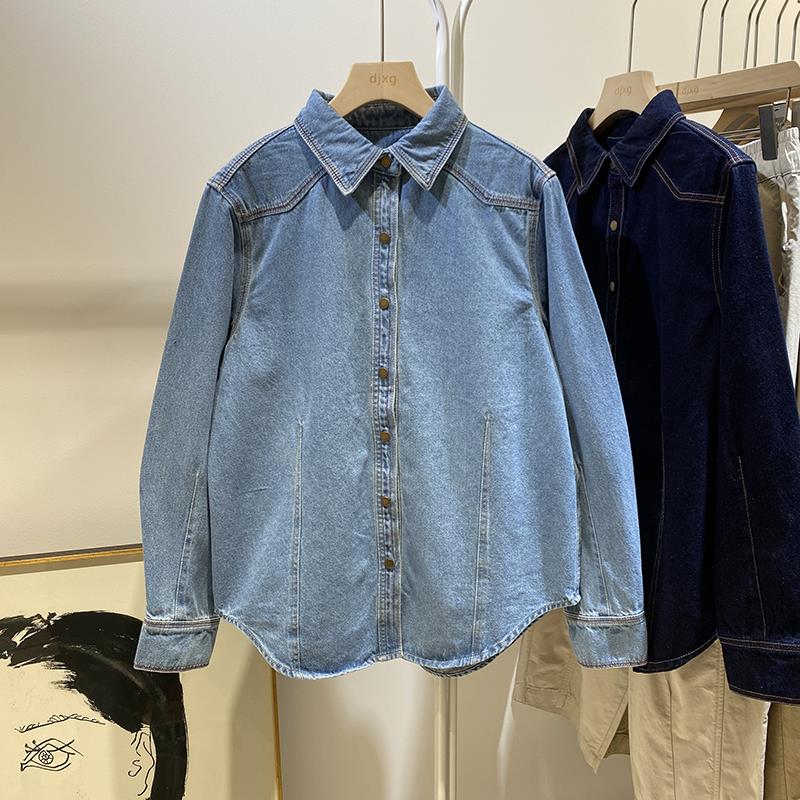 舒适天花板~明线设计水洗做旧翻领衬衫女高级感轻奢减龄洋气外套