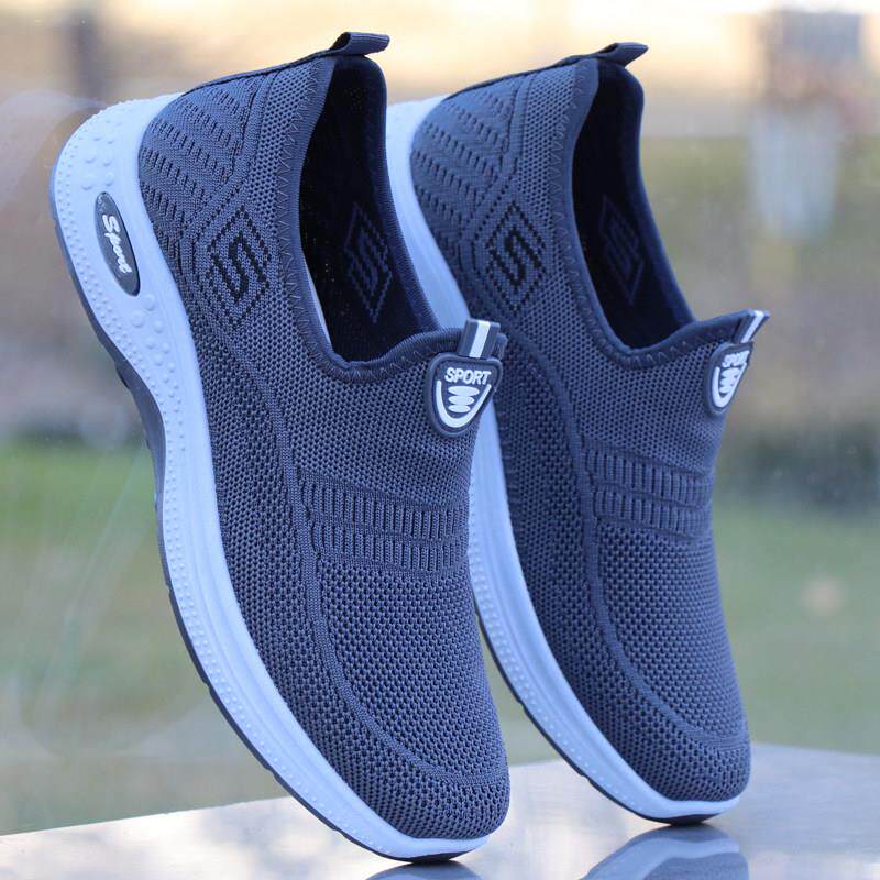 潮牌夏季网面透气运动软底老北京布鞋男防臭休闲轻便一脚蹬健步鞋