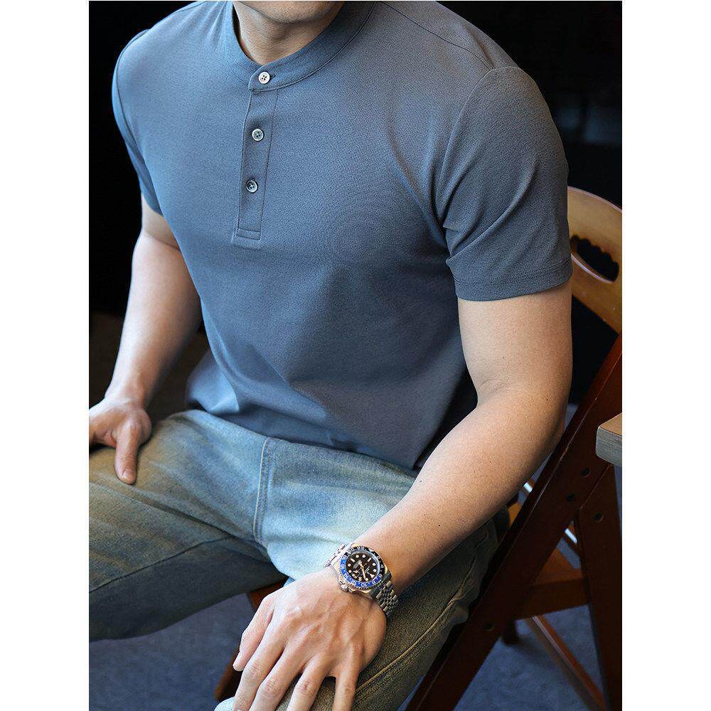 亨利领T恤男2026夏季新款冰丝凉感休闲内搭防晒打底衫短袖polo衫