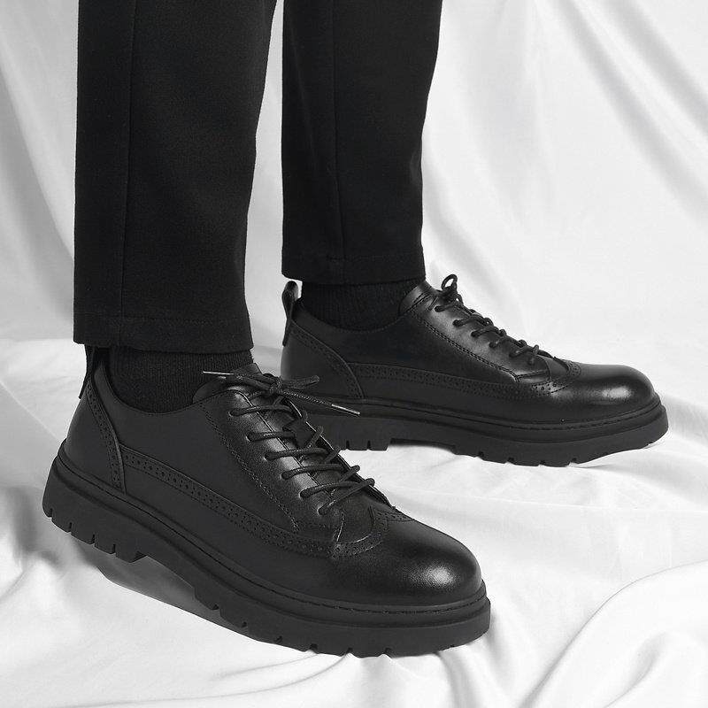 真皮透气男鞋男士皮鞋休闲黑色商务鞋子男款夏季百搭年轻人正装鞋