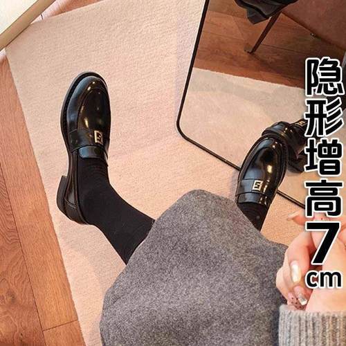 一脚蹬乐福小皮鞋女春款百搭粗跟法式赫本风英伦真皮职业深口单鞋