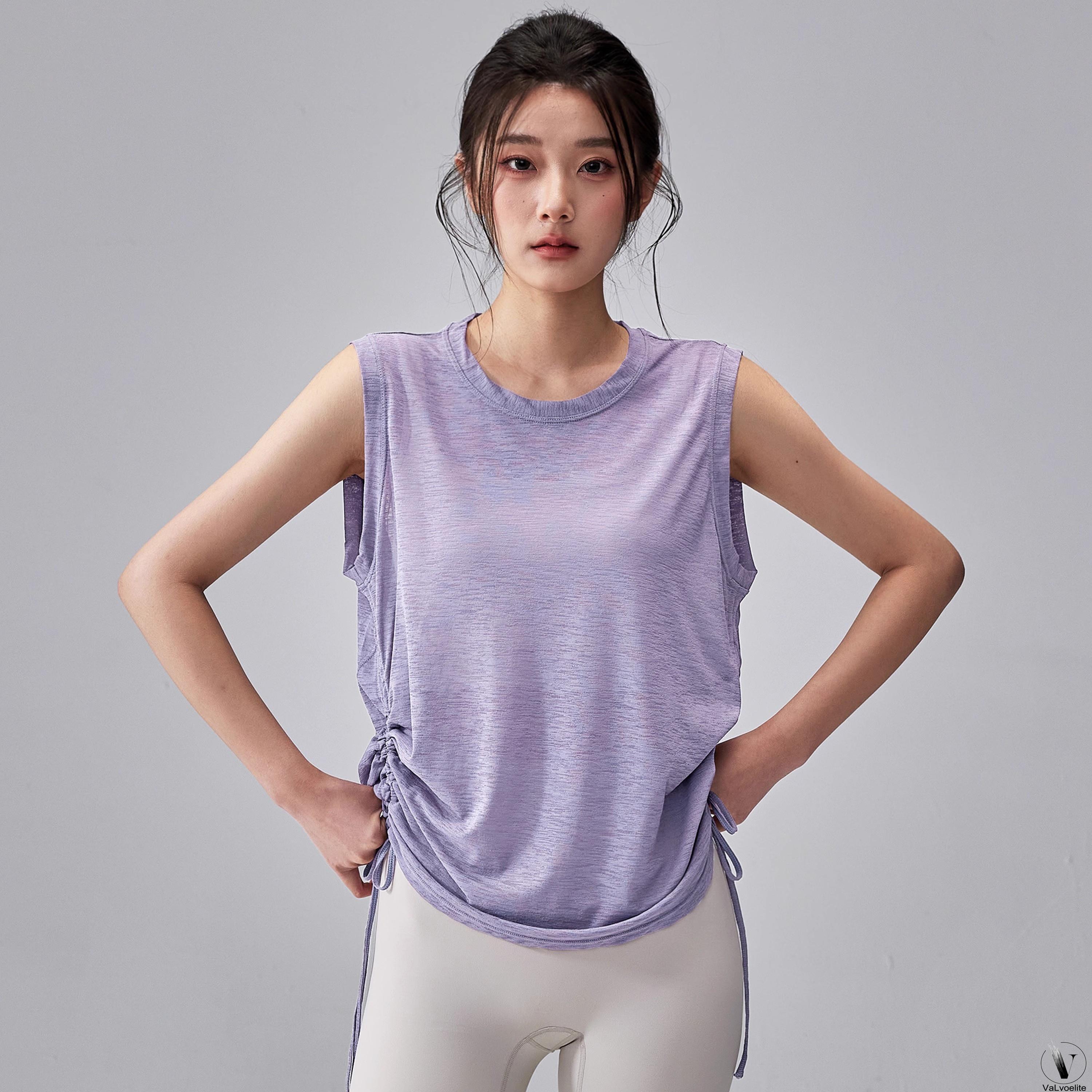 VALVOELITE瑜伽服罩衫女宽松无袖运动背心夏季薄款速干健身服上衣